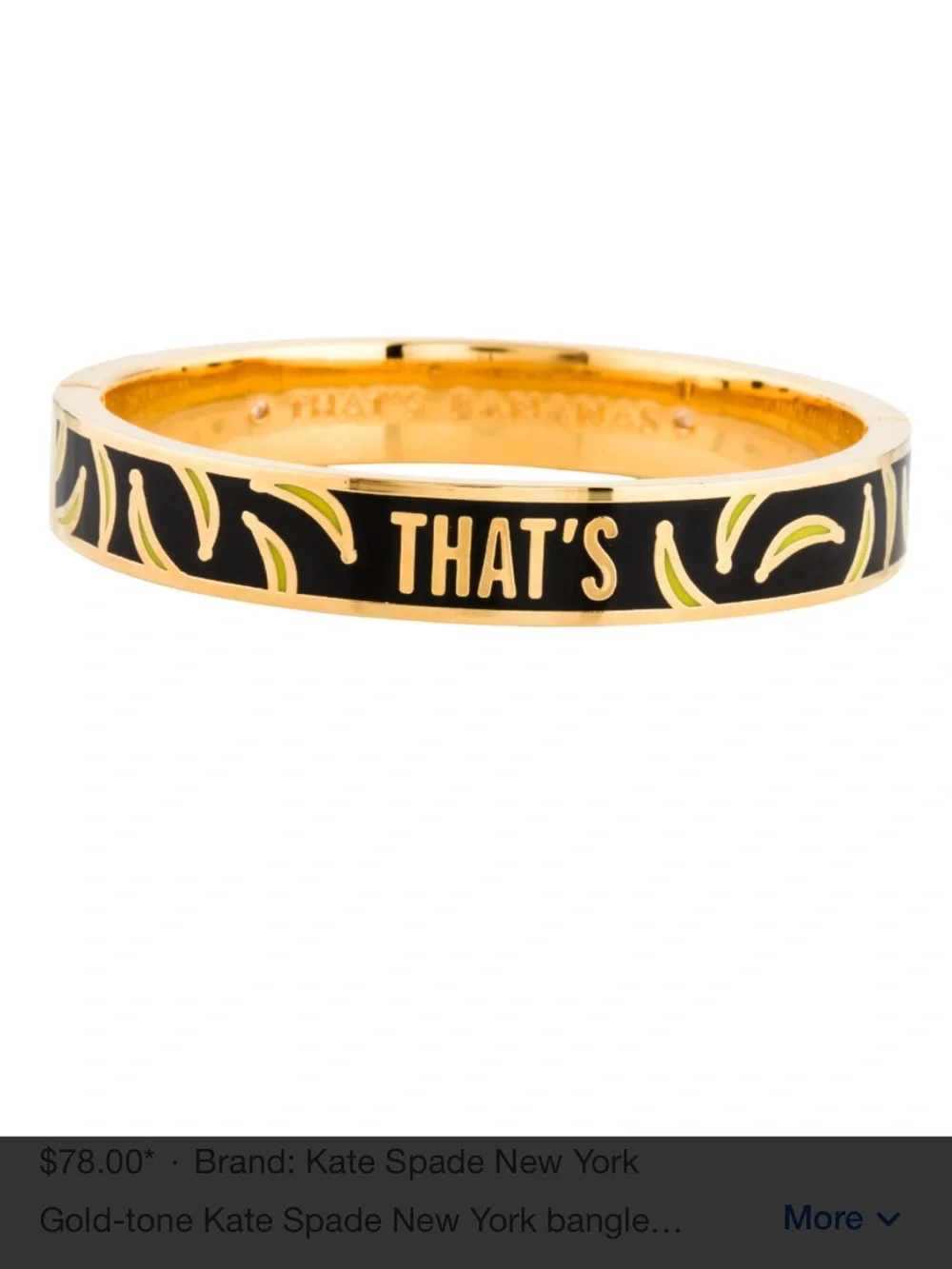 kate spade Black and Gold 'That's' Enamel Bangle with Yellow Banana Motif